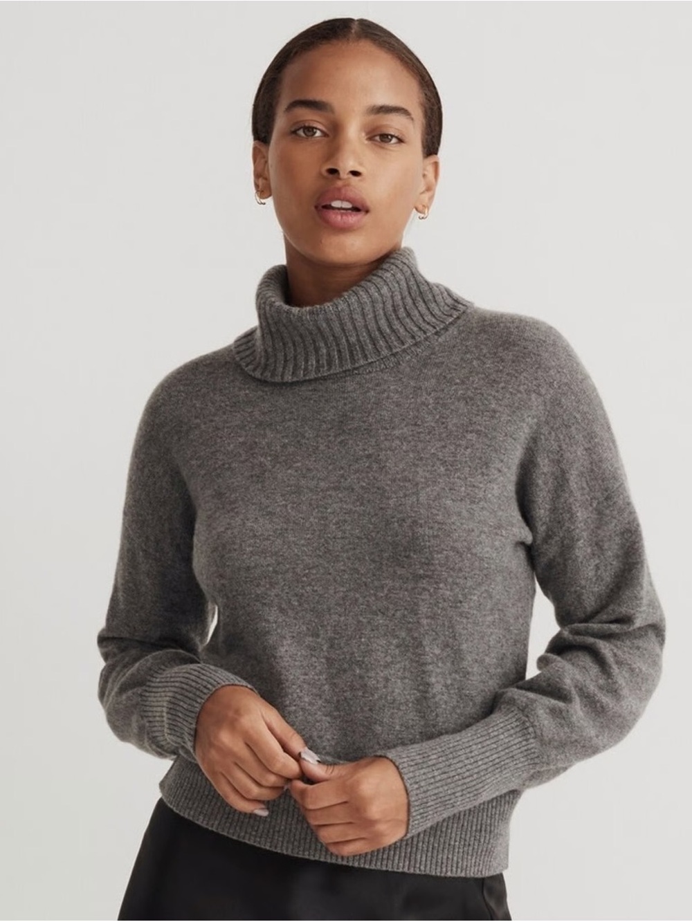 NWT$178 Madewell (Re) Sponsible 100% Cashmere Gray Turtleneck Sweater, S, Small